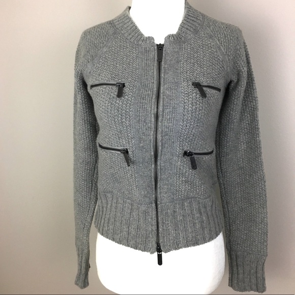 Armani Exchange Sweaters - [Armani Exchange] Gray Wool Zip Up Sweater